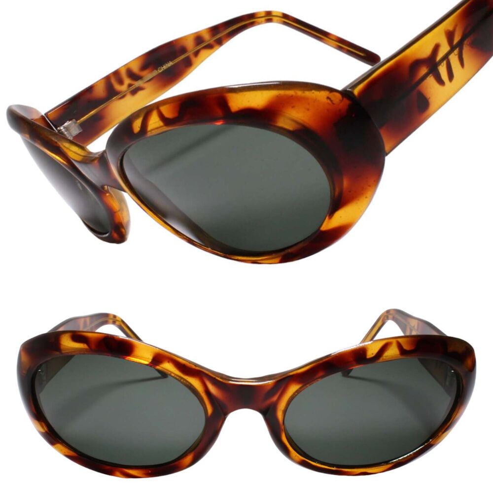 Genuine Vintage Timeless Retro Vibe Bold Thick Frame Tortoise Oval Sunglasses